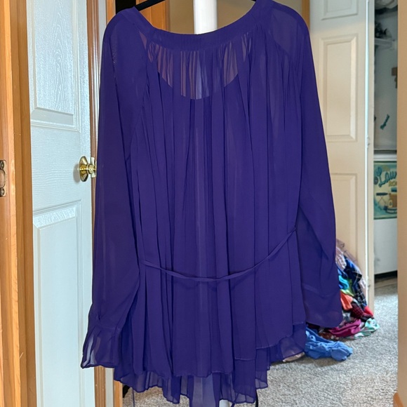 💚3/$25 Lane Bryant Purple Sheer Peasant Blouse 18/20 - Picture 2 of 6